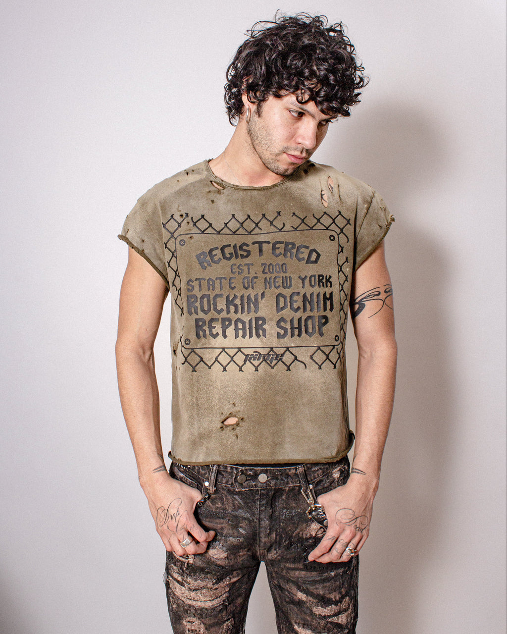 BodyShop Cutoff Tee in Olive Green