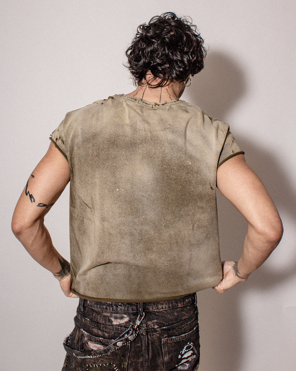 BodyShop Cutoff Tee in Olive Green