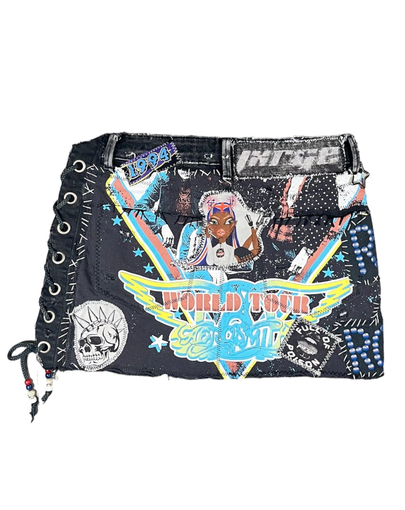 Rock N’ Roll Patchwork Mini Skirt- S