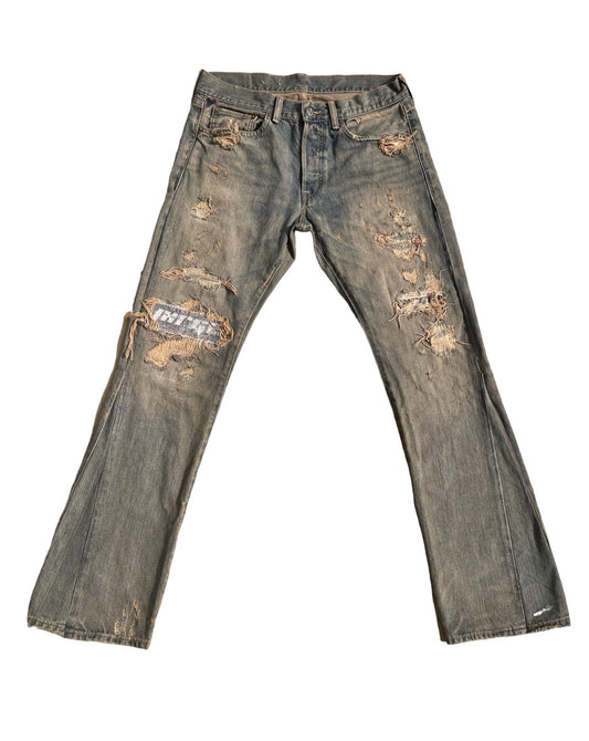 Dirty Dye Distressed Flares- 32