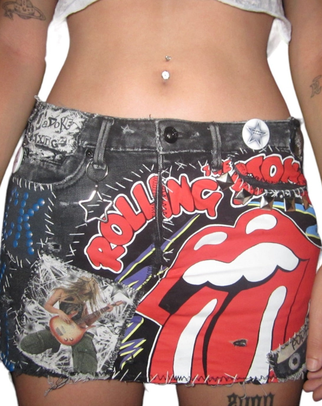 Rock N’ Roll Patchwork Mini Skirt- S