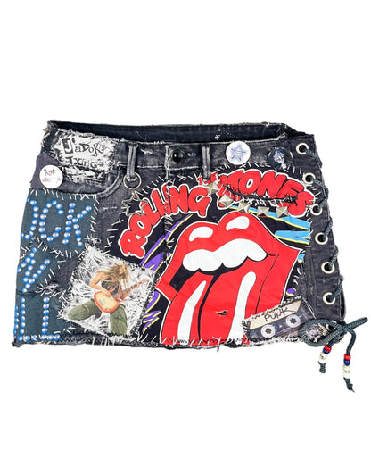 Rock N’ Roll Patchwork Mini Skirt- S