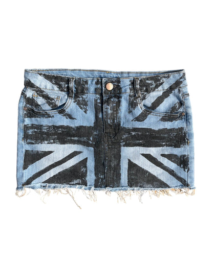 Union Jack Painted Mini Skirt-L