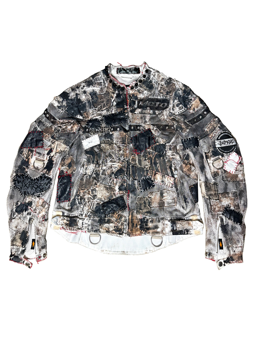 Multicolored patchwork jacket on a white background