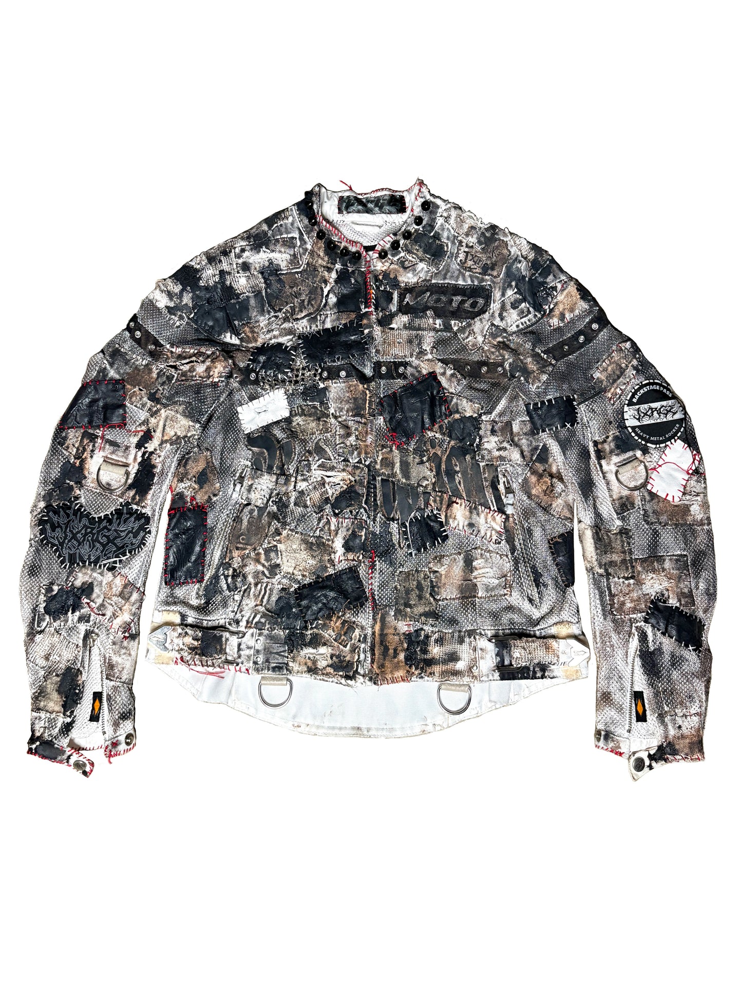 Multicolored patchwork jacket on a white background