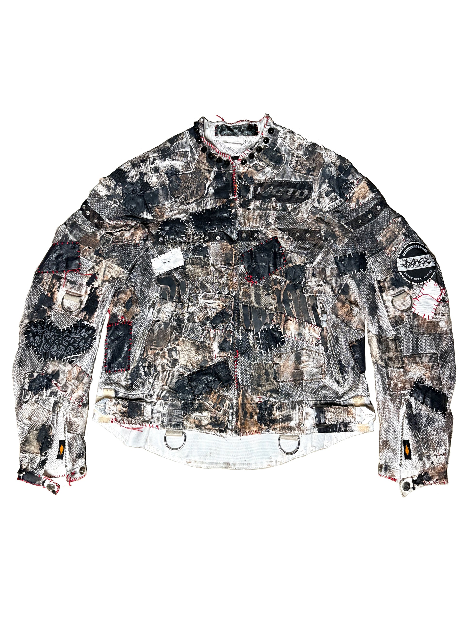 Multicolored patchwork jacket on a white background