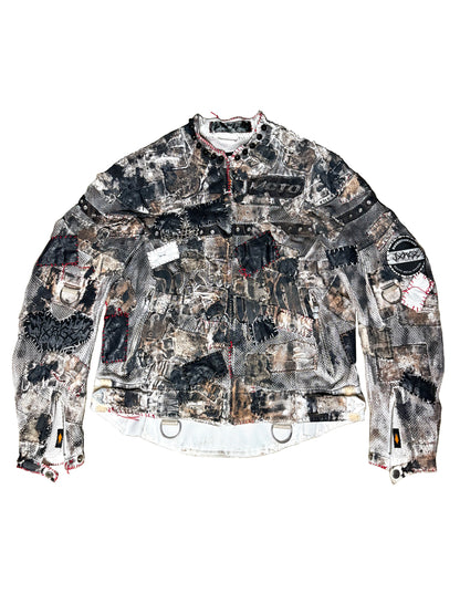 Multicolored patchwork jacket on a white background