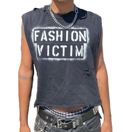 Fashion Victim Distressed Cropped Tank